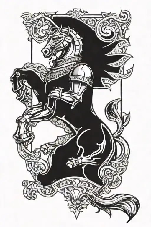 a knight with the Reid family crest On the armor tattoo design idea