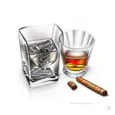 cigar and glass of whiskey tattoo design idea