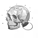 skull with moon tattoo design idea