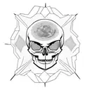 skull with moon tattoo design idea