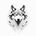 Raven wolf blackwork nordic tattoo design idea