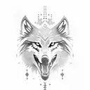 Raven wolf blackwork nordic tattoo design idea