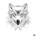 Raven wolf blackwork nordic tattoo design idea
