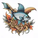 flying fish spear going tattoo design idea