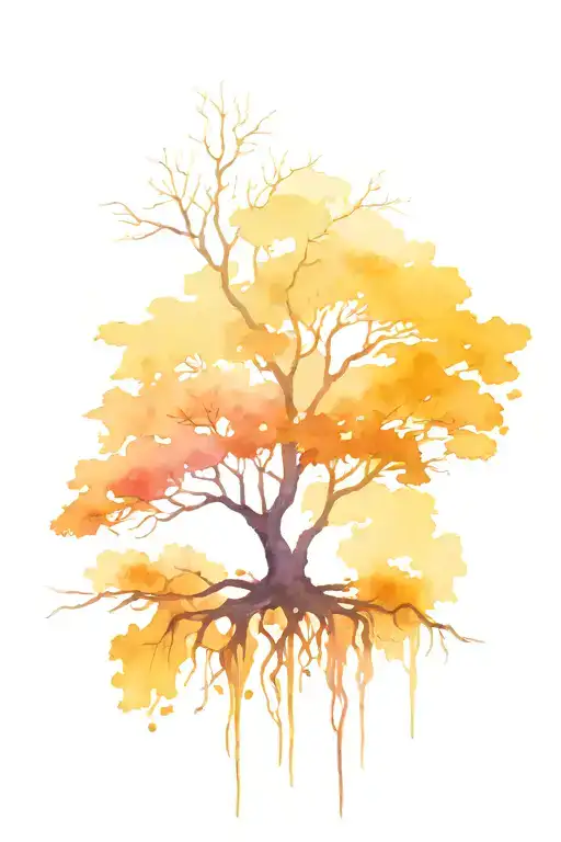 upside down trees with roots reaching deep tattoo design idea