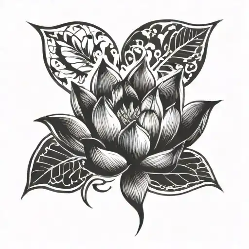 Lotus flower with a dog paw print in the center tattoo design idea