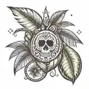 the name of Hina and her birthday 15.11.2021 in a coconut tree tattoo design idea