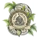 the name of Hina and her birthday 15.11.2021 in a coconut tree tattoo design idea