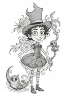 Tim Burton inspired with elements from Frozen, Encanto, Coco, and Bluey. Tattoo to include the name, "Jasper." tattoo design idea