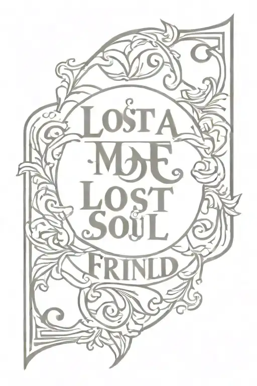 create a logo for a brotherhood of friends that became family, Like the Mafia, Named Lost Souls, Old English Styles tattoo design idea