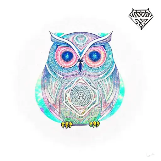 mandala owl tattoo design idea
