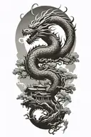 dragon and bonsai tree tattoo design idea