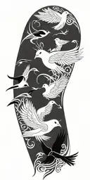 birds flying tattoo design idea