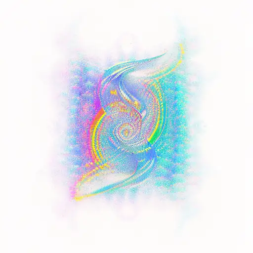 A new-school tattoo of a psychedelic music note merging with a wave, representing the harmony between music and the ocean tattoo design idea