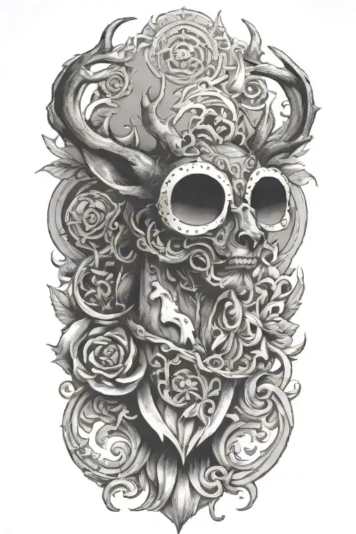 deer head tattoo design idea