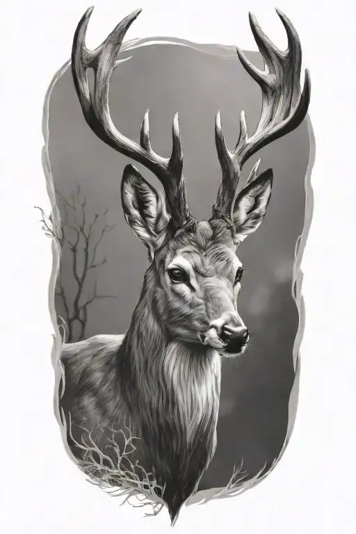 deer head tattoo design idea
