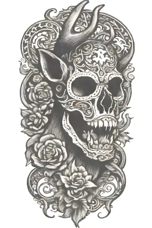 deer head tattoo design idea