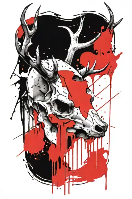 deer head skull tattoo design idea