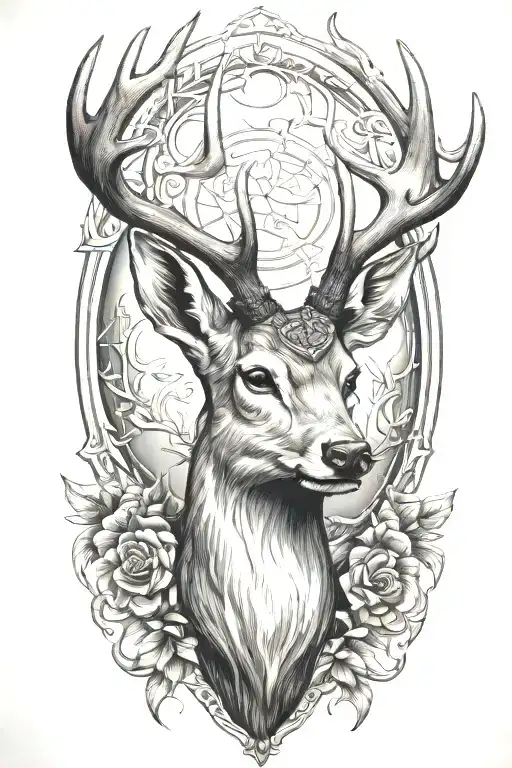 deer head rack tattoo design idea