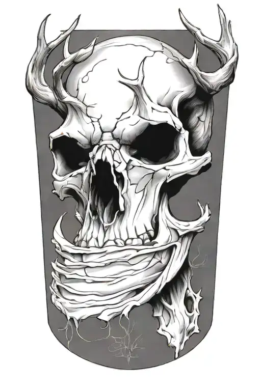 deer bones skull tattoo design idea