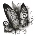 a mask split in half butterfly tattoo design idea