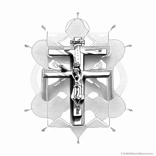 crucifix in shape of a J tattoo design idea