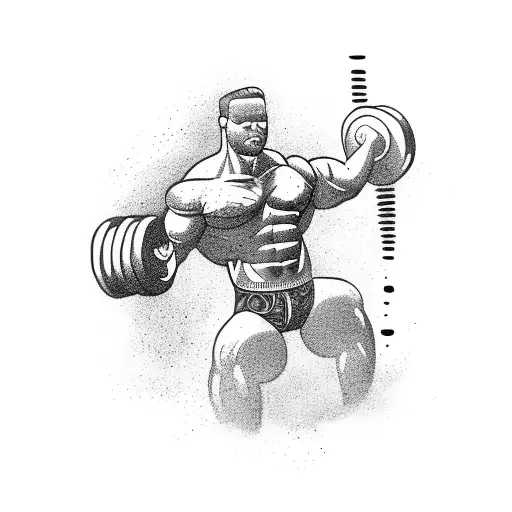 A muscular figure lifting weights underwater tattoo design idea
