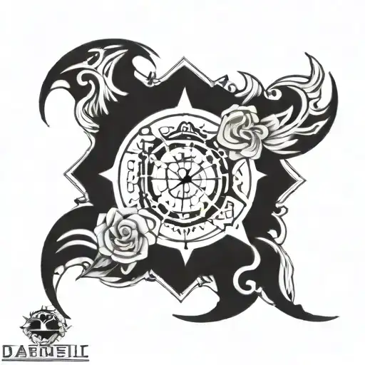 Geormetric form of the word Darrell tattoo design idea