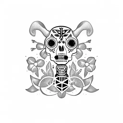 calavera cabra en manos sombreada  tattoo design idea