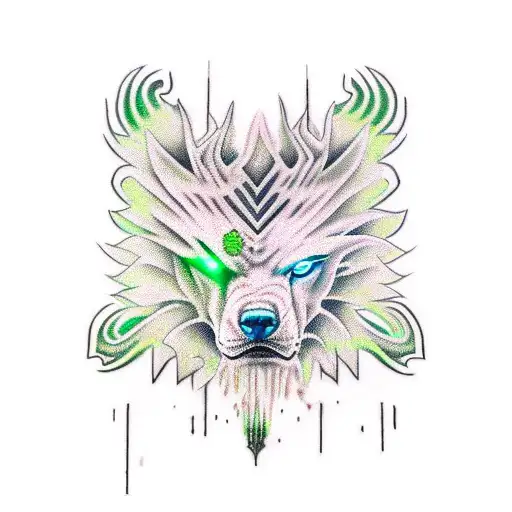 neo tribal lobo tattoo design idea