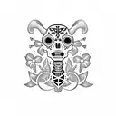 calavera cabra en manos sombreada  tattoo design idea