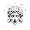 cracked Ancient Greek statue tattoo design idea