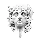 cracked Ancient Greek statue tattoo design idea