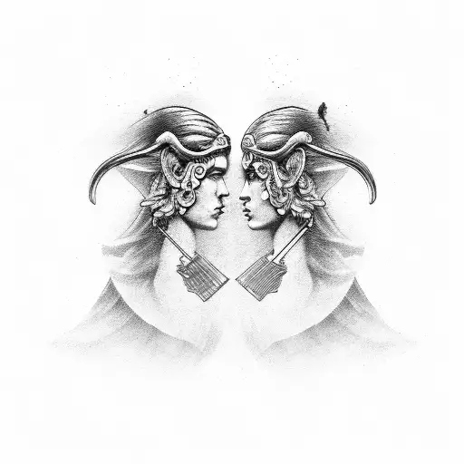 artemis and apollo tattoo design idea