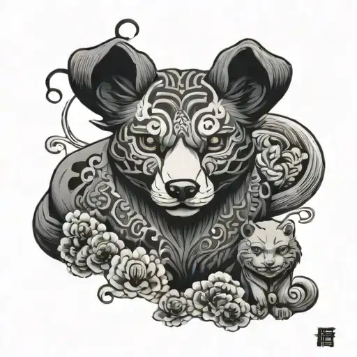 hannia and fu dog tattoo design idea