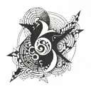 An abstract representation of Obiettivo as a symbol of inspiration, in a blackwork style tattoo tattoo design idea