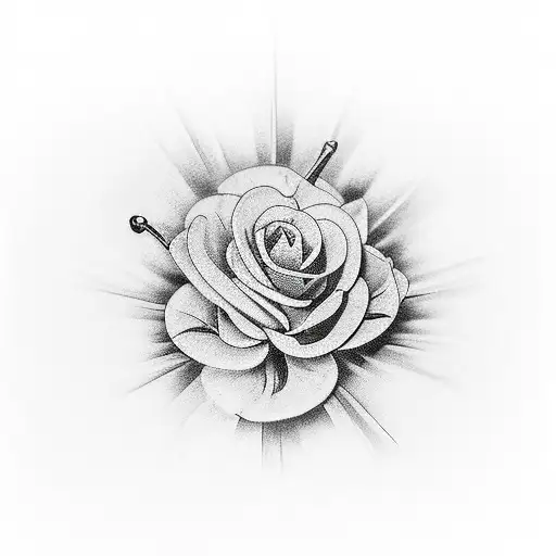 apples, bananas and marihuana buds next to a gun tattoo design idea