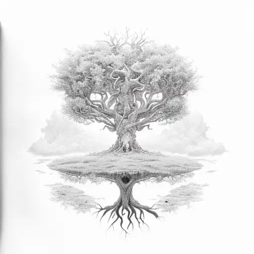 IVY, TREE OF LIFE, DARK VS LIGHT tattoo design idea