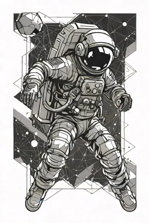 astronaut floating in space tattoo design idea
