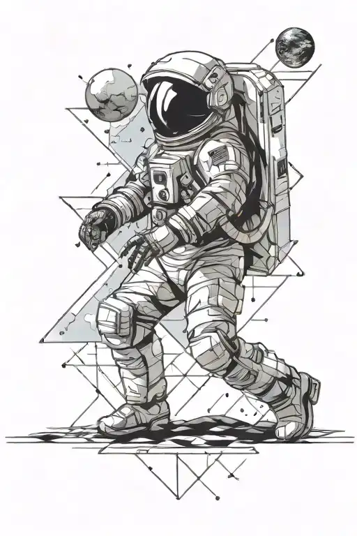 astronaut floating in space tattoo design idea