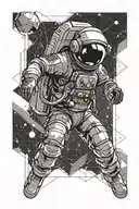 astronaut floating in space tattoo design idea