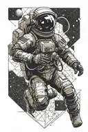 astronaut floating in space tattoo design idea