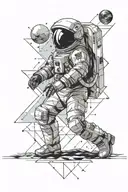 astronaut floating in space tattoo design idea