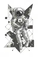 astronaut floating in space tattoo design idea
