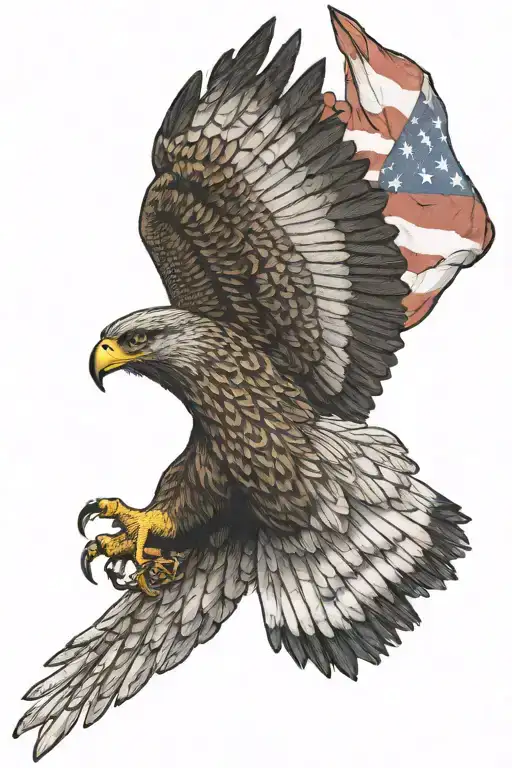 Hawk swooping a flag of the Iowa Hawkeyes tattoo design idea