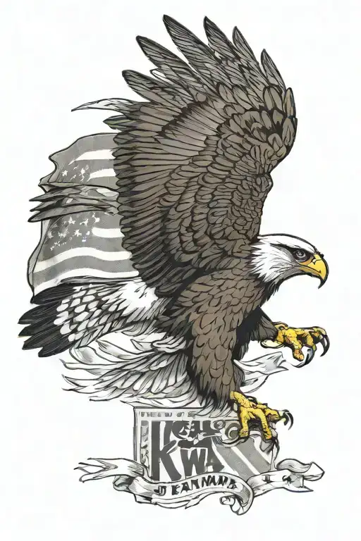 Hawk swooping a flag of the Iowa Hawkeyes tattoo design idea