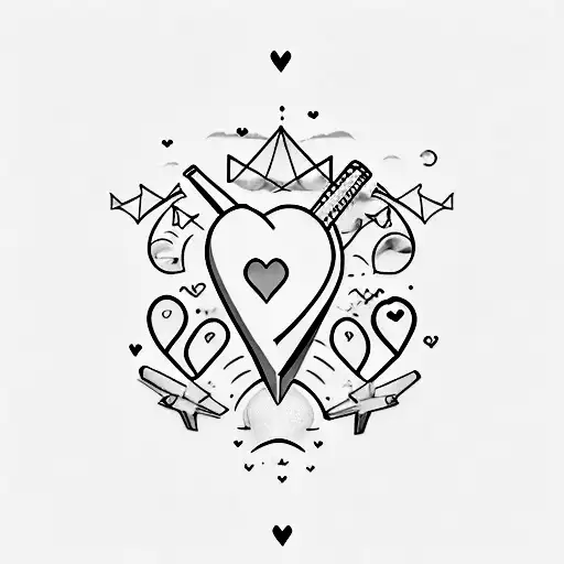 travel, love, wish, 11:11, airplane, heart, xoxo tattoo design idea