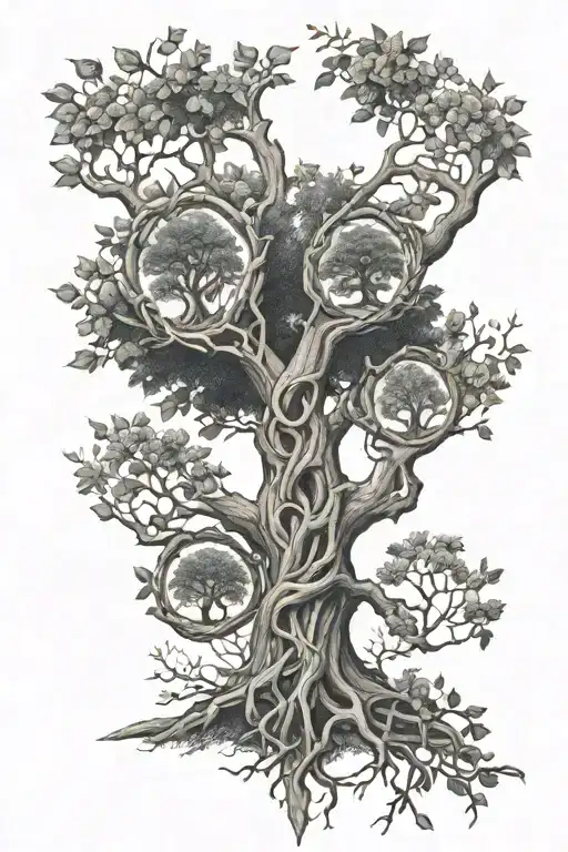 Anderson Family tree intertwined with tartan plaid tattoo design idea