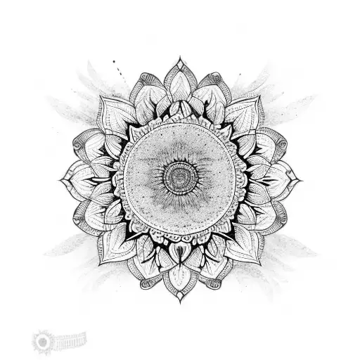 mandala with sunflowers and Labrador tattoo design idea