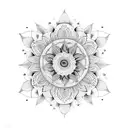 mandala with sunflowers and Labrador tattoo design idea
